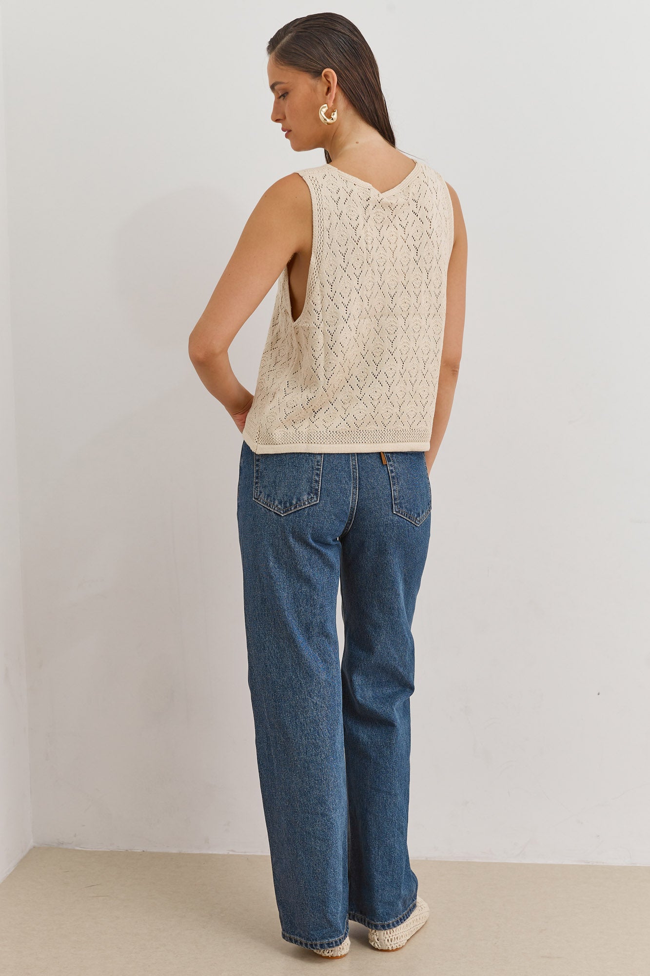 ווסט סריג לוקה עם טקסטורה | בז'