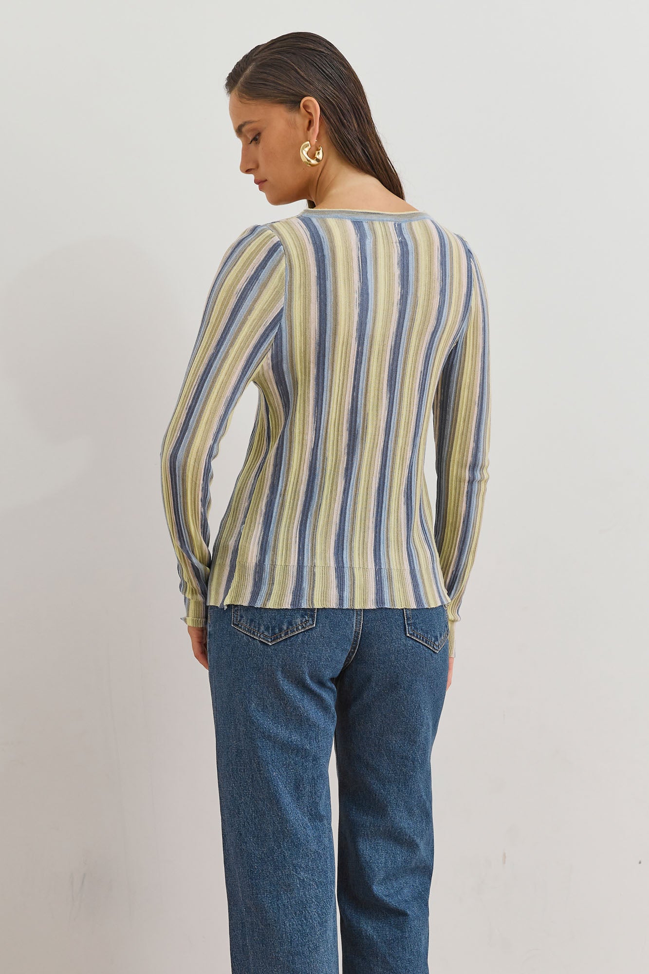 PRE-ORDER חולצת סריג איזבלה סטרייפס | כחול/צהוב