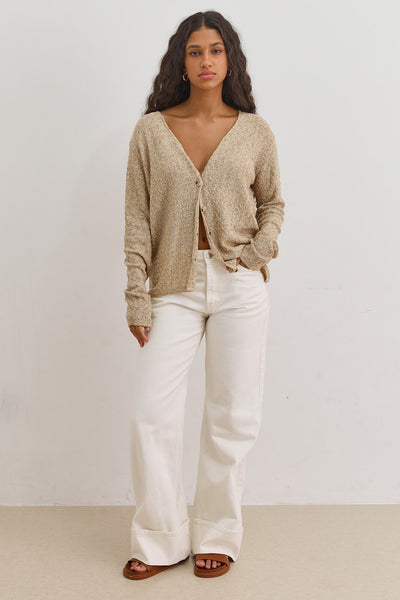PRE-ORDER קרדיגן כפתורים סול בד טקסטורה | מוקה