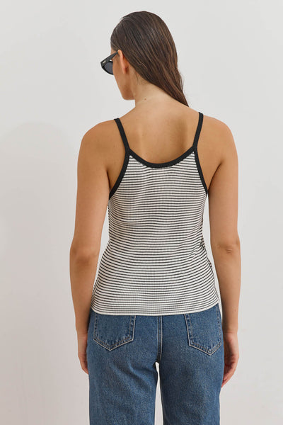 גופיית סריג ריבר סטרייפס | לבן/שחור