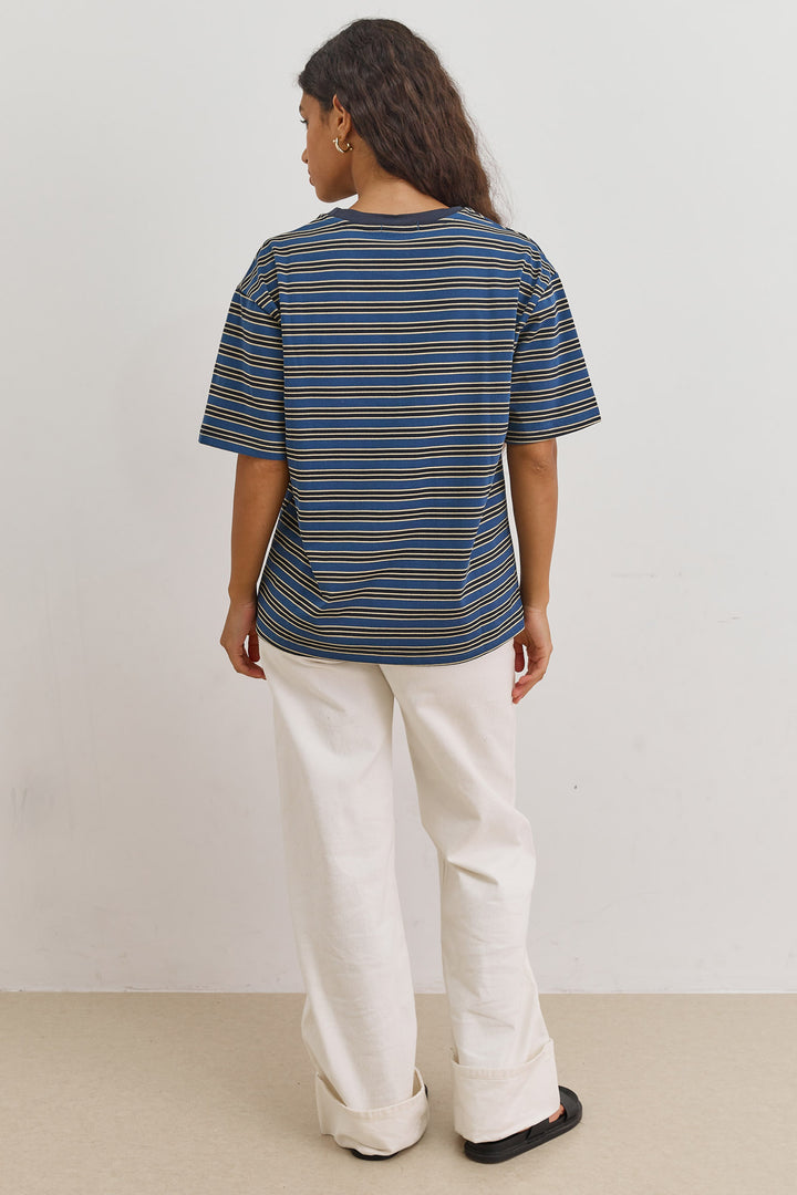 טי שירט ז'אן סטרייפס | כחול/שמנת