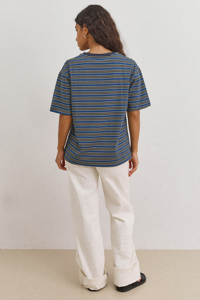 טי שירט ז'אן סטרייפס | כחול/שמנת