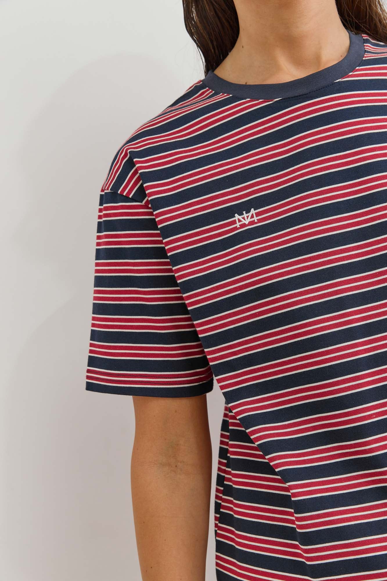 טי שירט ז'אן סטרייפס | אדום/נייבי