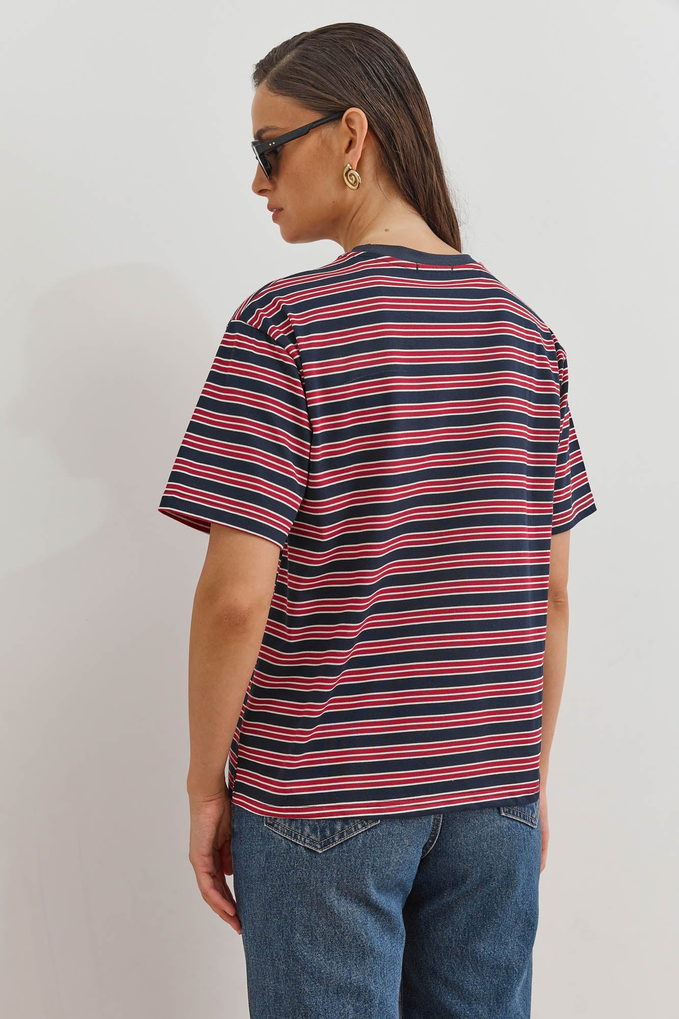 טי שירט ז'אן סטרייפס | אדום/נייבי