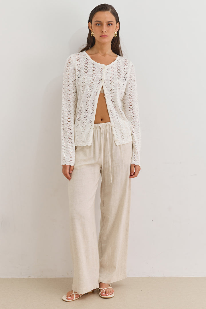 קרדיגן אמילי בד מחורר | לבן