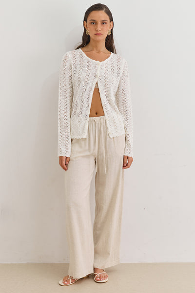 קרדיגן אמילי בד מחורר | לבן