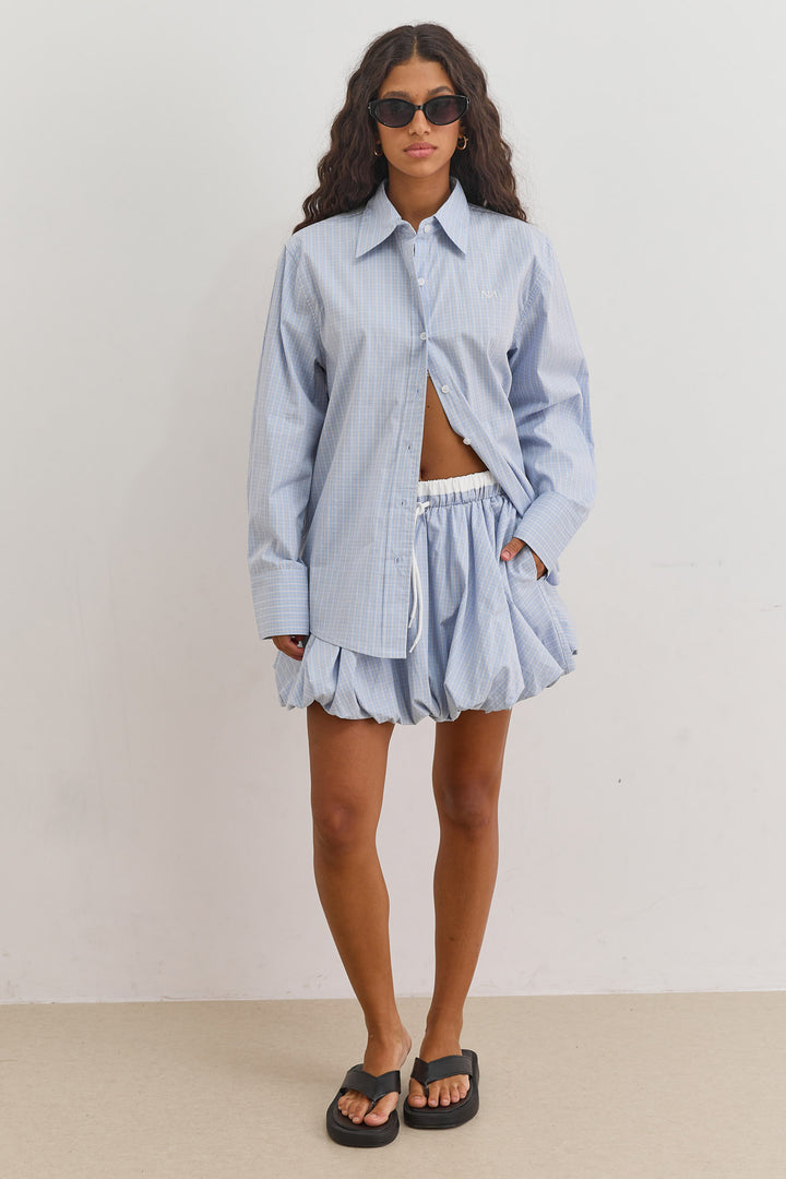 חצאית בלון מישיגן הדפס משבצות | כחול