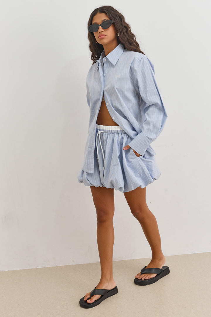 חצאית בלון מישיגן הדפס משבצות | כחול