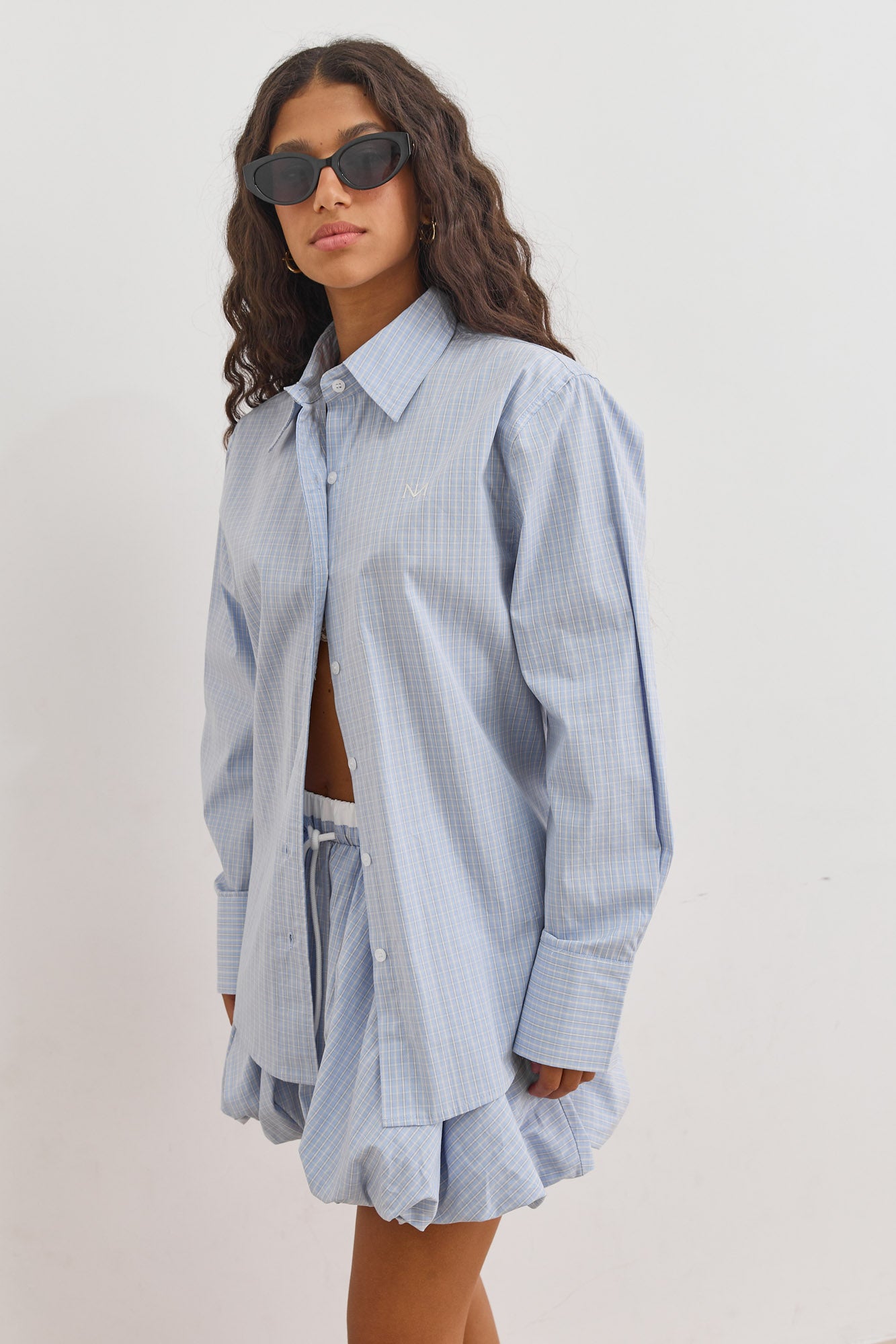 חולצת מכופתרת מישיגן הדפס משבצות | כחול