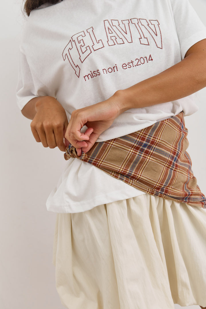 מטפחת קמיל הדפס משבצות | חום