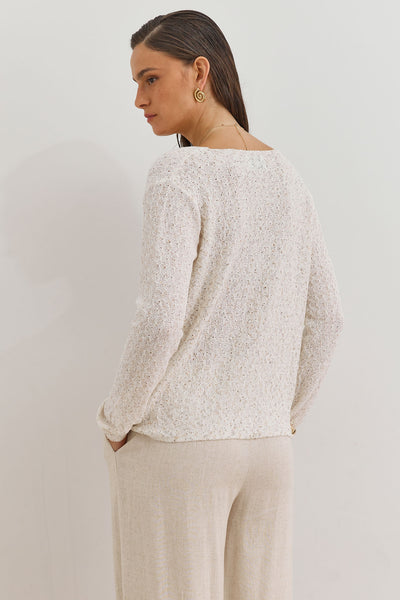 PRE-ORDER קרדיגן כפתורים סול בד טקסטורה | לבן