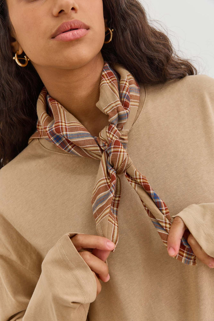 מטפחת קמיל הדפס משבצות | חום