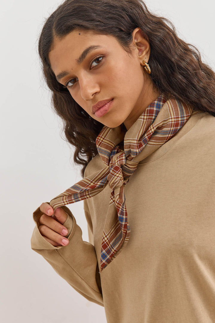 מטפחת קמיל הדפס משבצות | חום