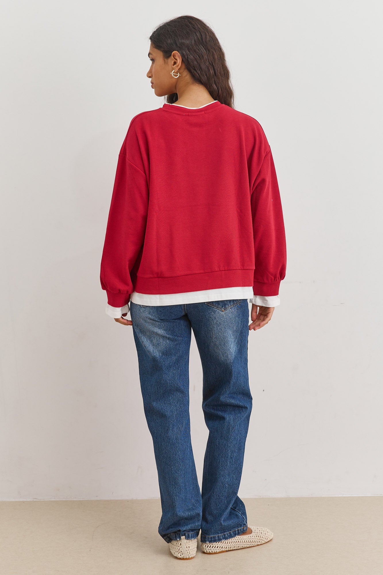 חולצת פוטר ג׳יימי בד משולב | אדום