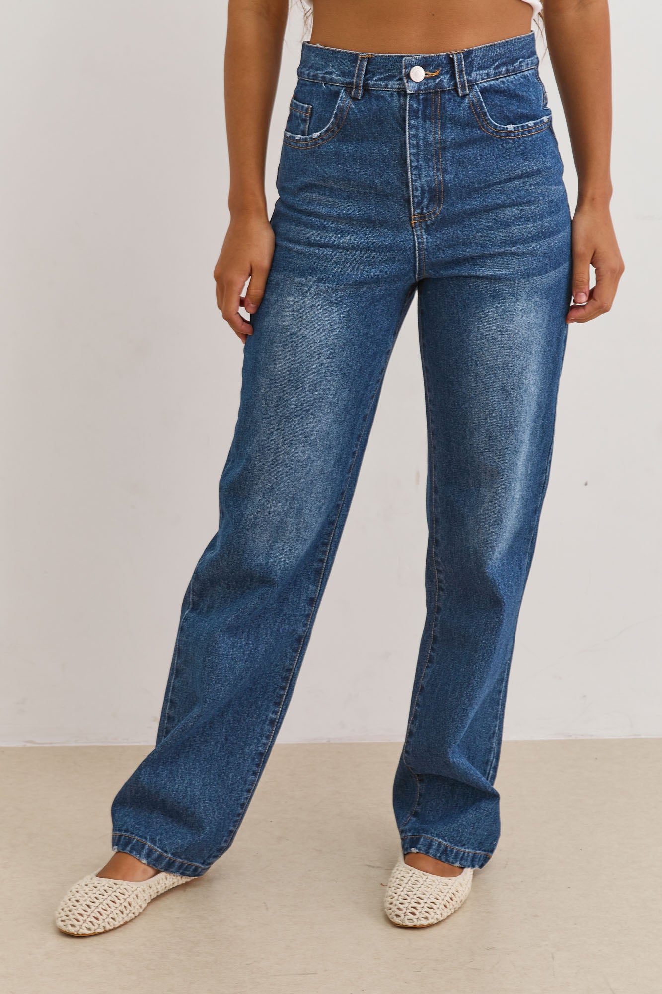 מכנסי דנים פטריק גזרה ישרה | ג'ינס כהה