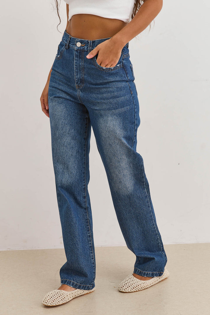 מכנסי דנים פטריק גזרה ישרה | ג'ינס כהה