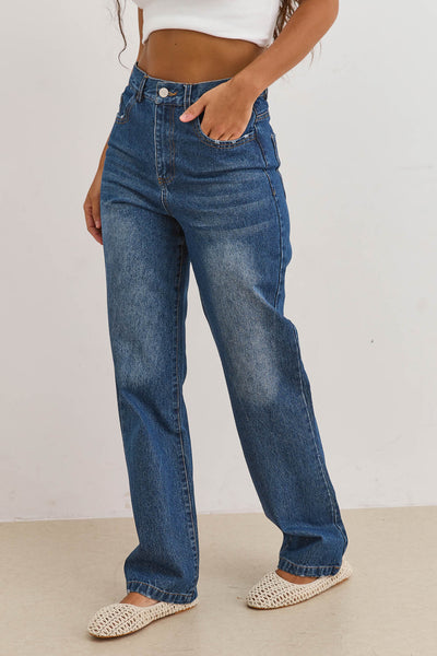 מכנסי דנים פטריק גזרה ישרה | ג'ינס כהה