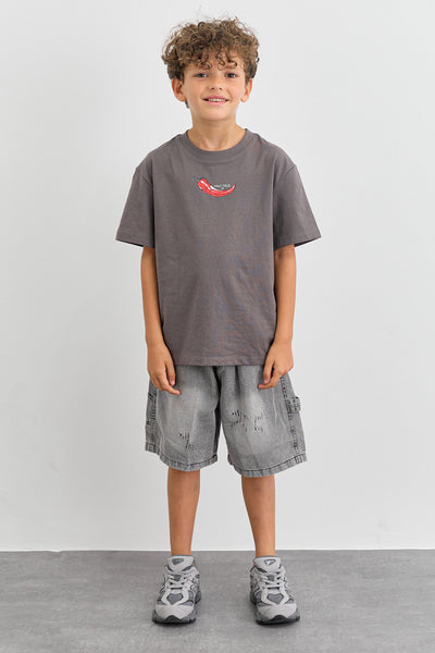 טי שירט HOT CHILI בגזרת אוברסייז  | אפור