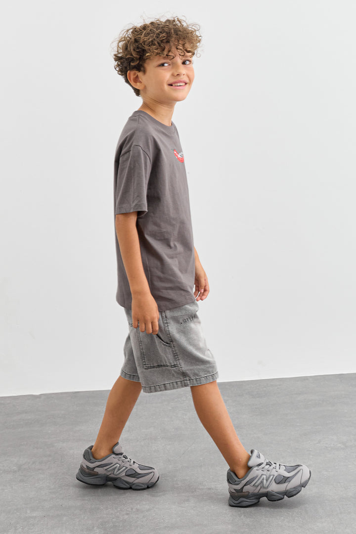 טי שירט HOT CHILI בגזרת אוברסייז  | אפור