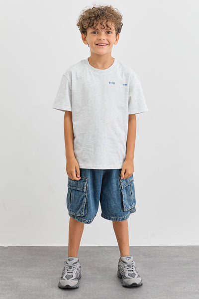 טי שירט COWBOY גזרת אוברסייז | אפור בהיר