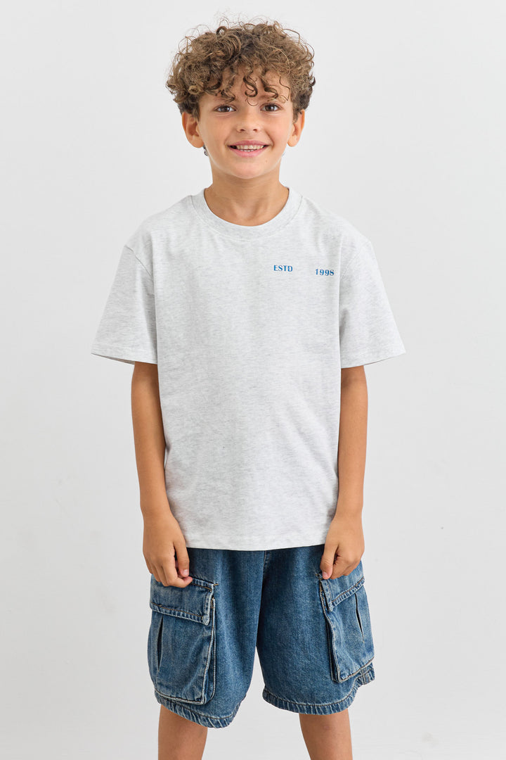 טי שירט COWBOY גזרת אוברסייז | אפור בהיר