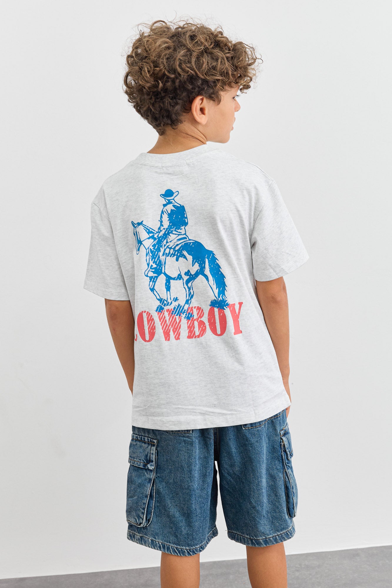 טי שירט COWBOY גזרת אוברסייז | אפור בהיר