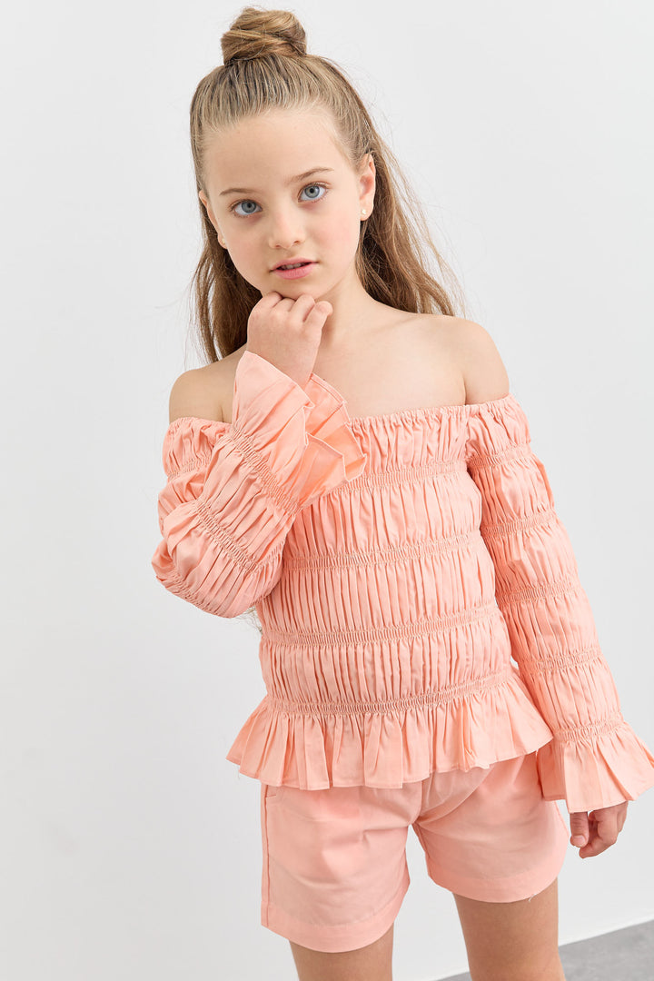 חליפת כיווצים טופ אוף שולדרס ושורטס | ורוד