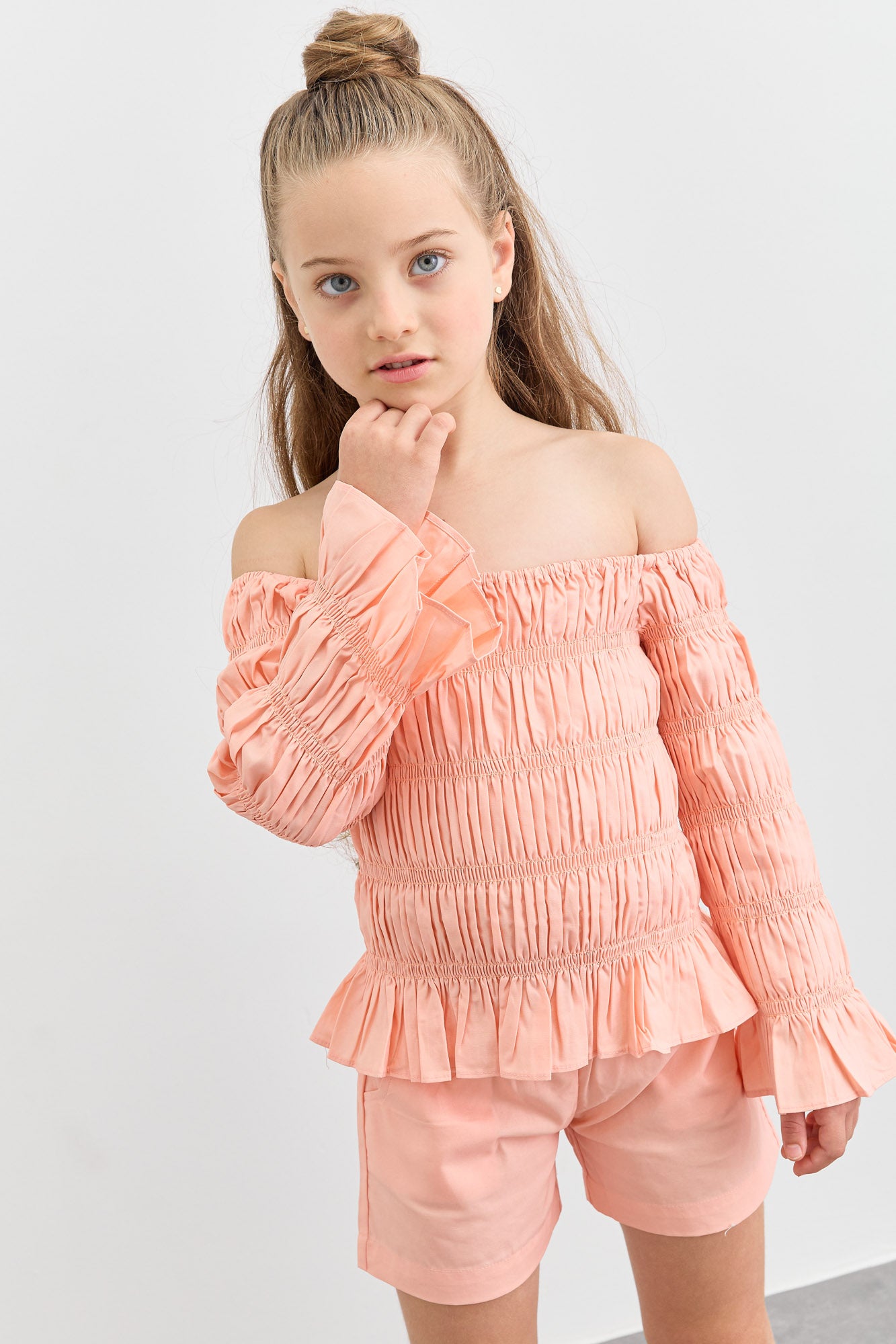 חליפת כיווצים טופ אוף שולדרס ושורטס | ורוד