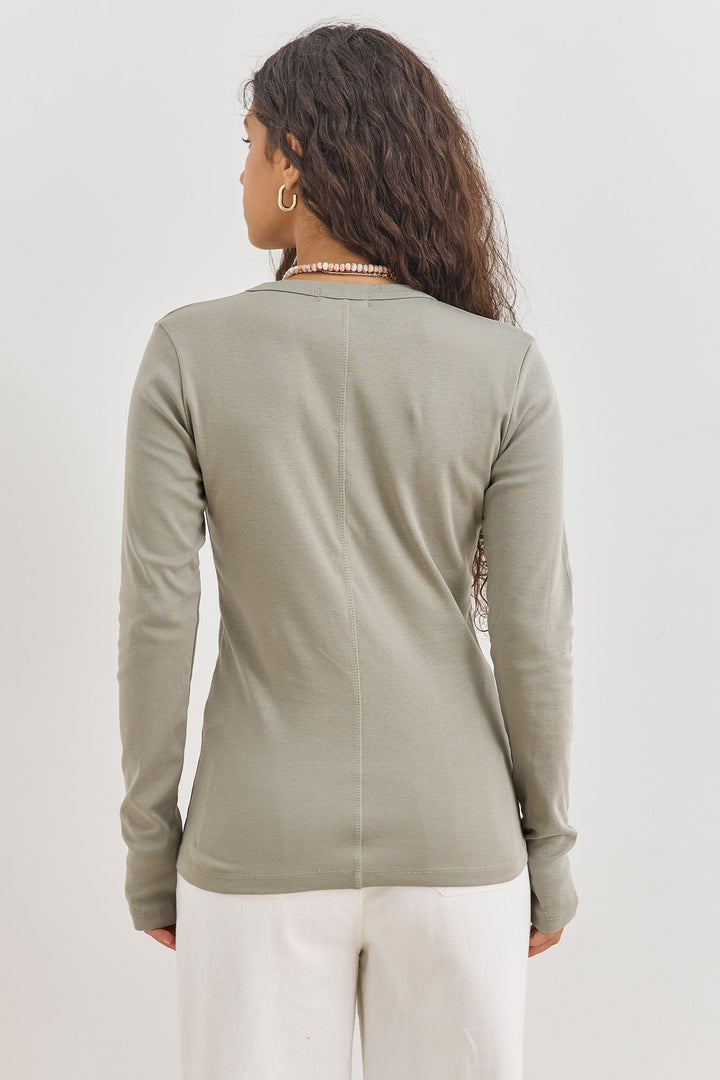 חולצת בייסיק לני שרוול כפפה | ירוק