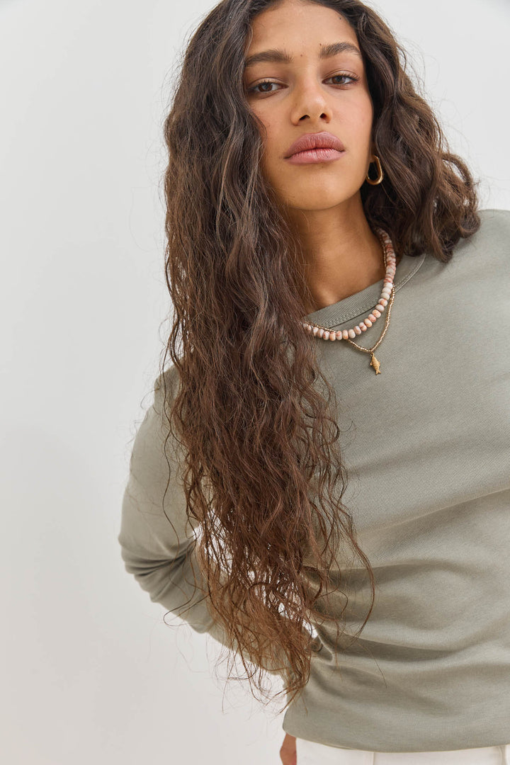 חולצת בייסיק לני שרוול כפפה | ירוק