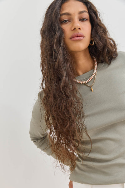 חולצת בייסיק לני שרוול כפפה | ירוק