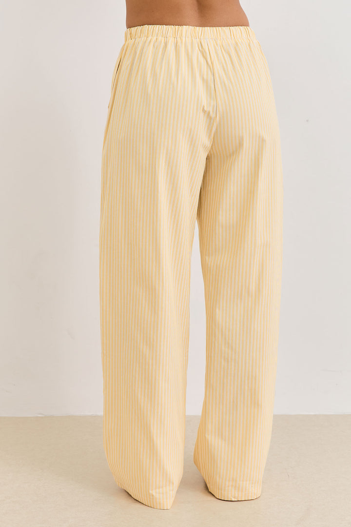 מכנסי הנדל סטרייפס גומי במותן | צהוב/לבן