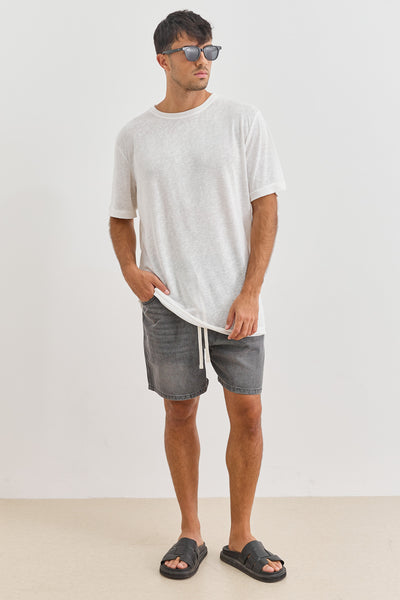 מכנסי דנים ג'ייסון בשילוב שרוך | אפור וואש