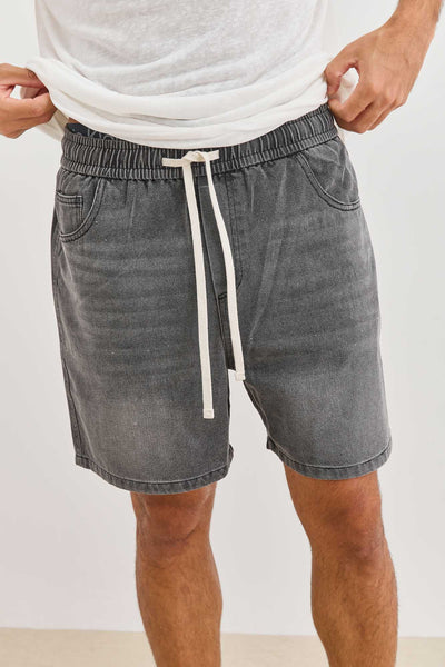 מכנסי דנים ג'ייסון בשילוב שרוך | אפור וואש