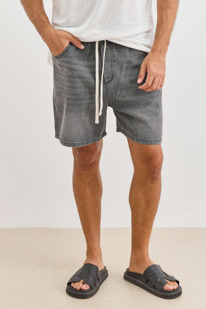 מכנסי דנים ג'ייסון בשילוב שרוך | אפור וואש