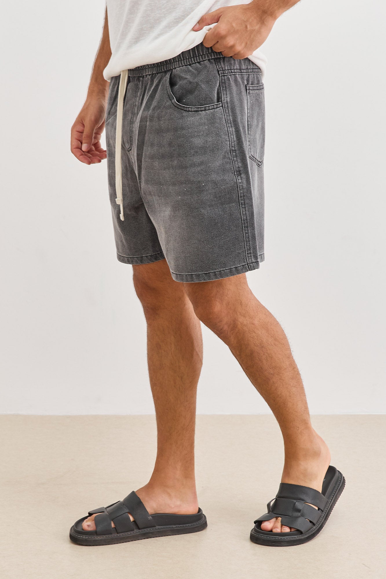 מכנסי דנים ג'ייסון בשילוב שרוך | אפור וואש