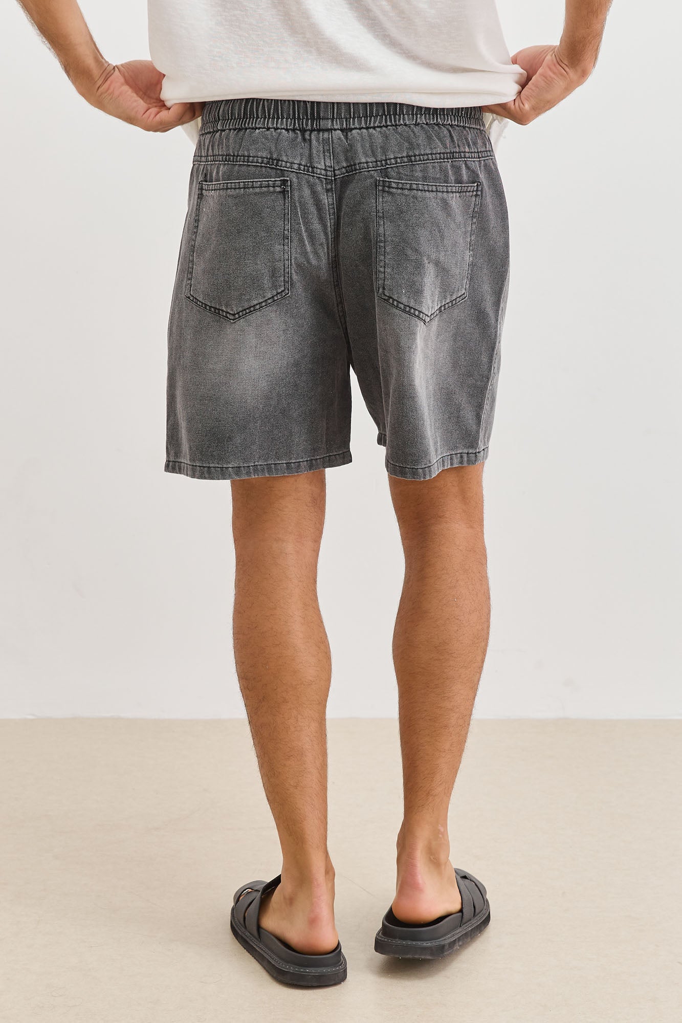 מכנסי דנים ג'ייסון בשילוב שרוך | אפור וואש