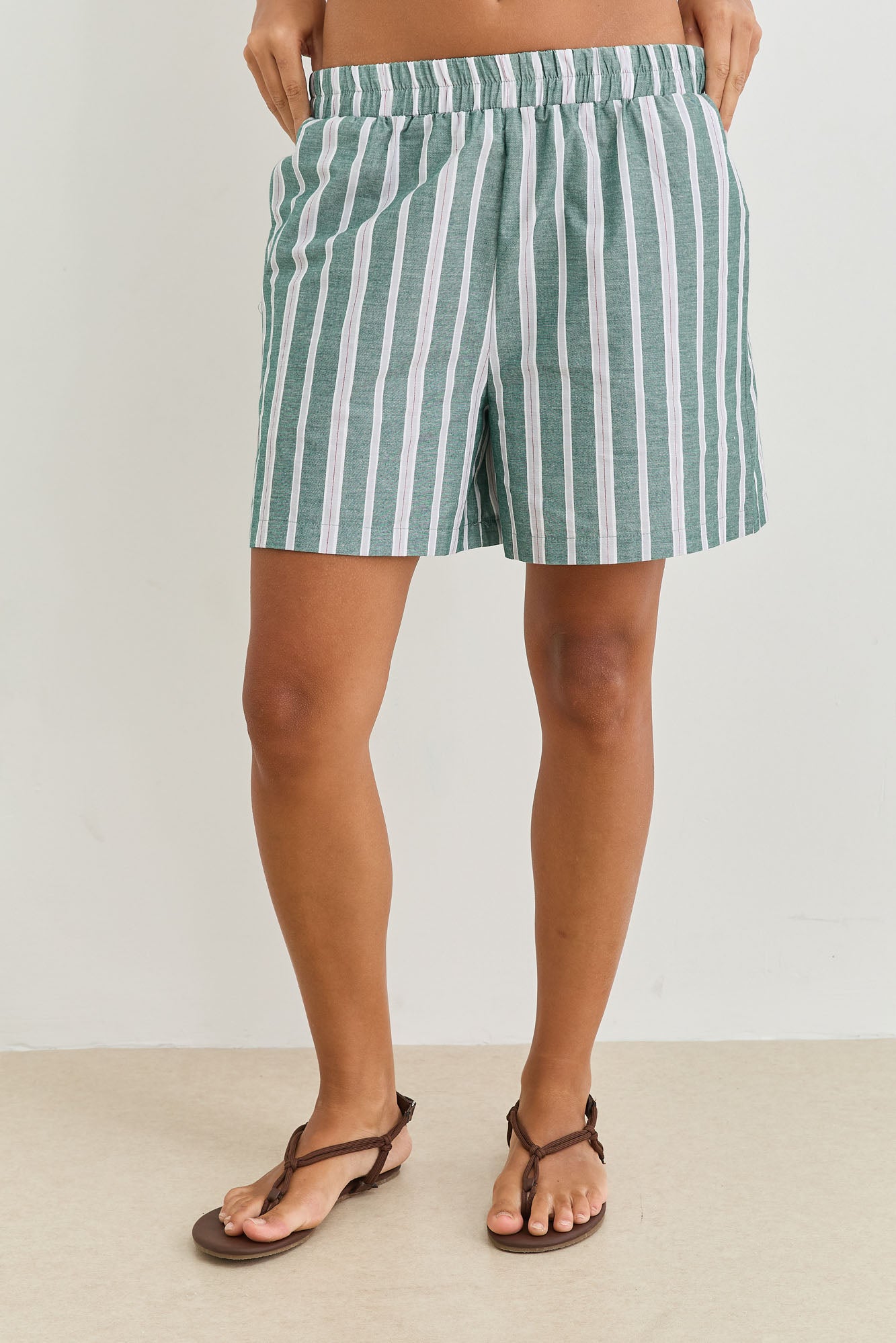 שורטס טוסקנה הדפס פסים | ירוק/לבן