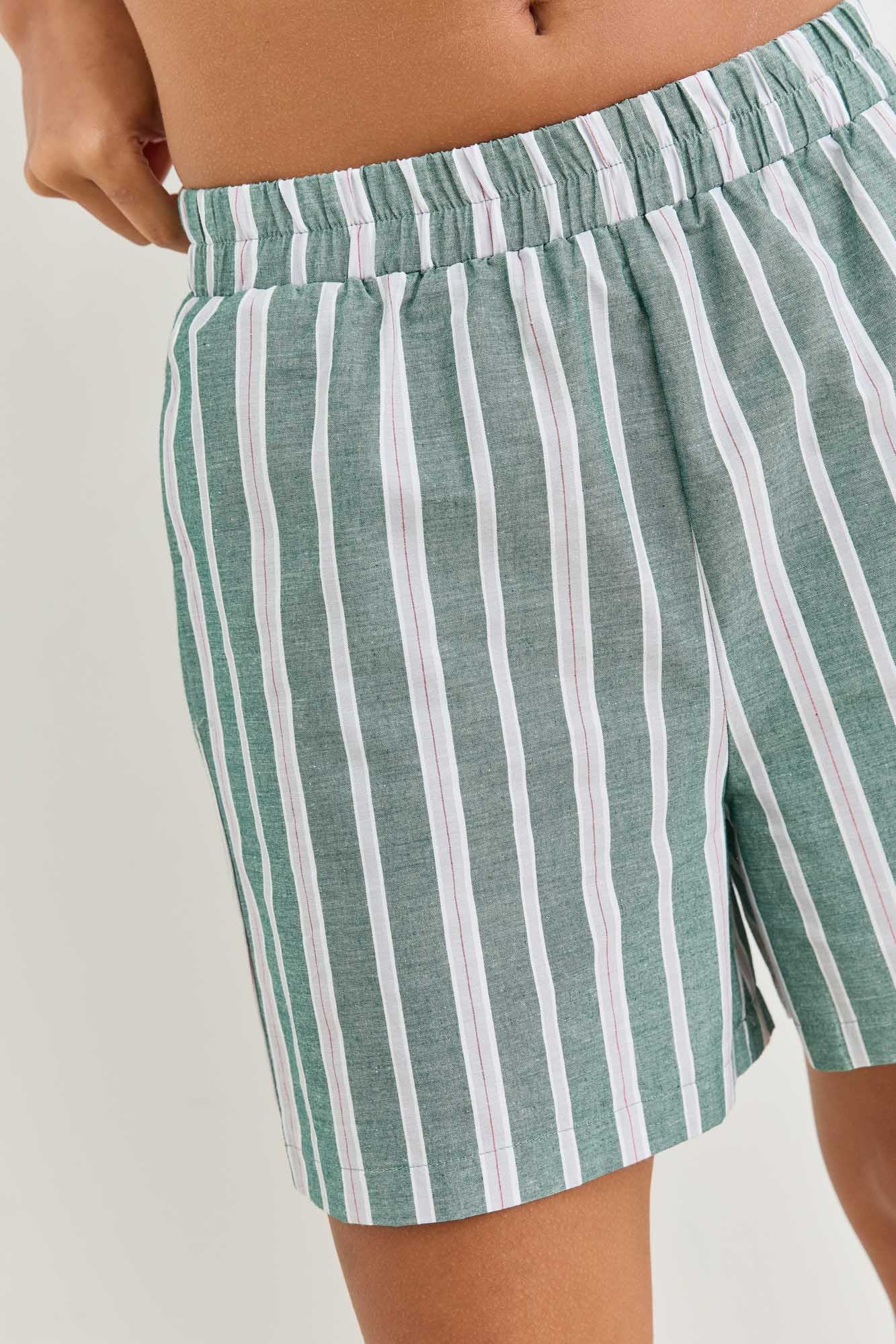 שורטס טוסקנה הדפס פסים | ירוק/לבן