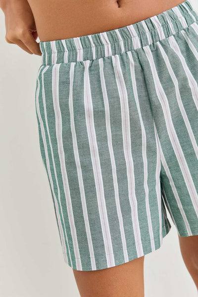 שורטס טוסקנה הדפס פסים | ירוק/לבן