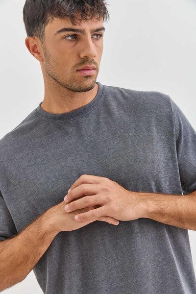 חולצת דמוי פשתן דין גזרת SLIM | אפור