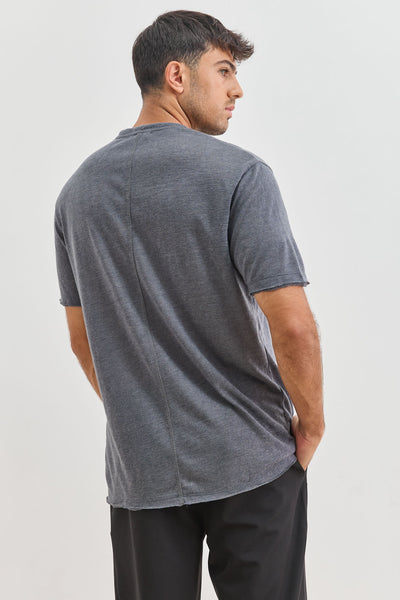 חולצת דמוי פשתן דין גזרת SLIM | אפור