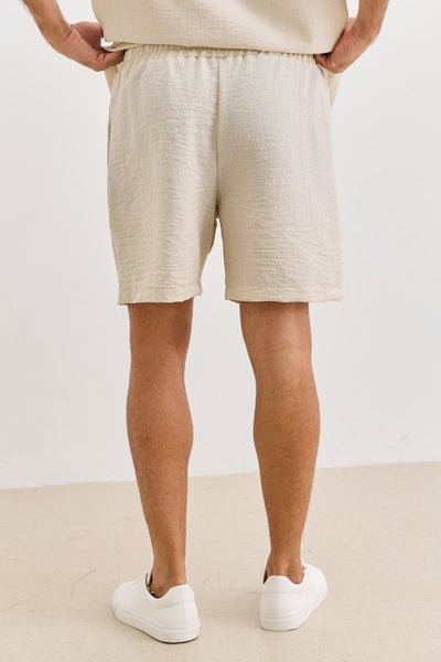 מכנסי מייקל במראה פשתן | בז'