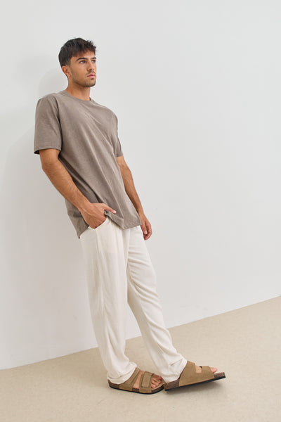 מכנסי דמוי פשתן בלייק ארוכים | בז'