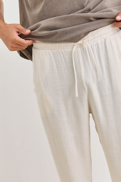 מכנסי דמוי פשתן בלייק ארוכים | בז'