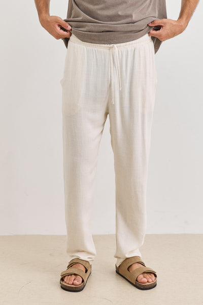 מכנסי דמוי פשתן בלייק ארוכים | בז'