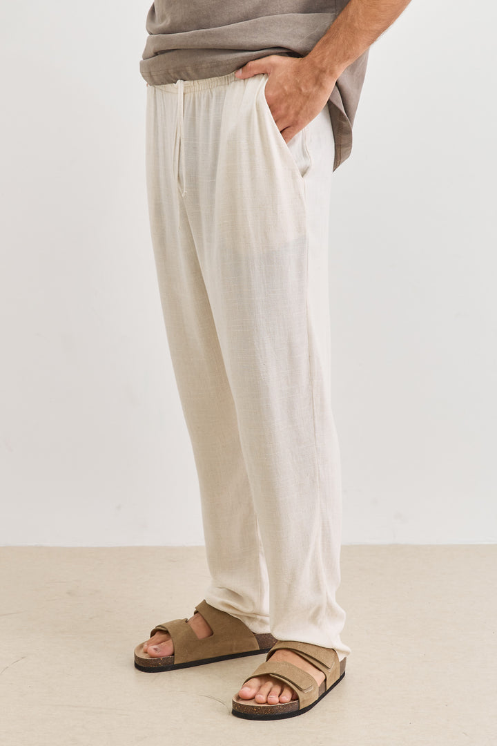 מכנסי דמוי פשתן בלייק ארוכים | בז'
