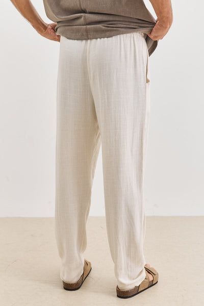 מכנסי דמוי פשתן בלייק ארוכים | בז'