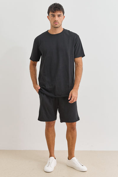 טי שירט תומאס פרנץ' טרי סיומת גזורה | שחור