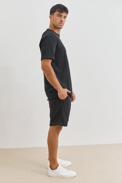 טי שירט תומאס פרנץ' טרי סיומת גזורה | שחור